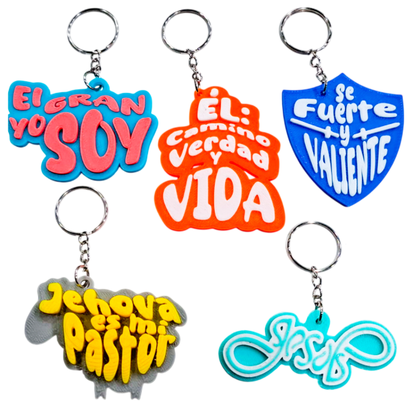 Producto - PROMO Llaveros 3D "Con Frases" Bicolor Grande (PACK X5 UNIDADES)
