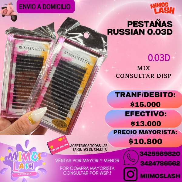 Producto - Pestañas Russian 0.03D mix