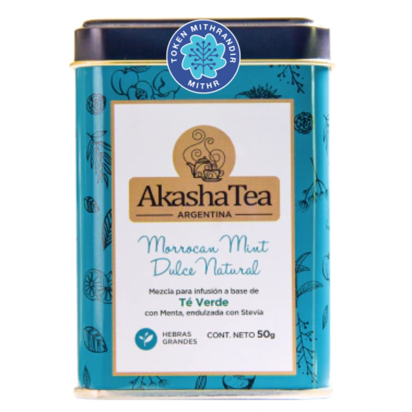 Producto - Akasha Tea Morrocan Mint - Dulce Natural. Té en Hebras. Lata x 50 g