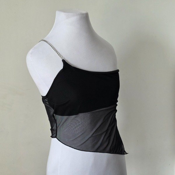 Producto - Top un solo hombro con cadena y transparencia S/M - 4
