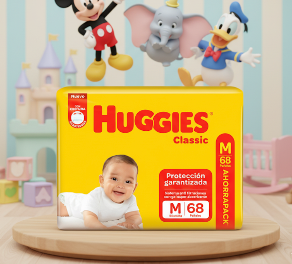 Producto - Huggies Classics M x68 unidades (hasta 9.5 kg)