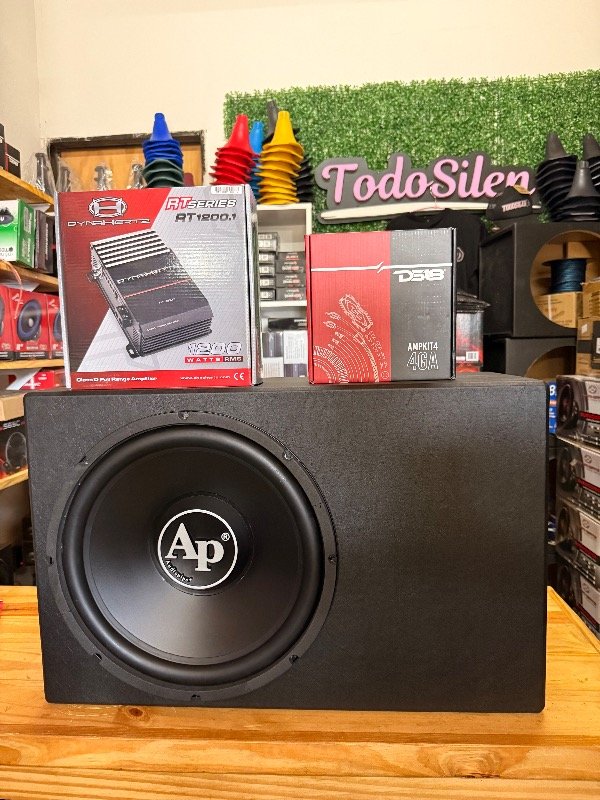 Producto - COMBO SUB 15" AP 700RMS + POTENCIA DYNA 1200.1 + CABLES DS18 4 GAUGES+ CAJON MDF