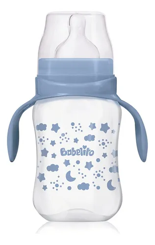 Producto - Mamadera Babelito con asas color celeste +6 meses