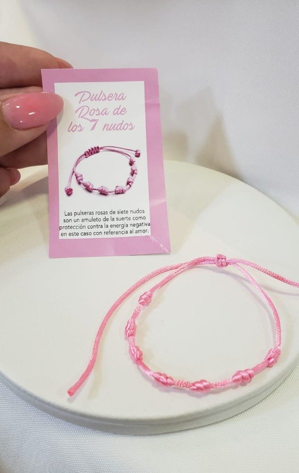 Producto - Pulsera rosa siete nudos