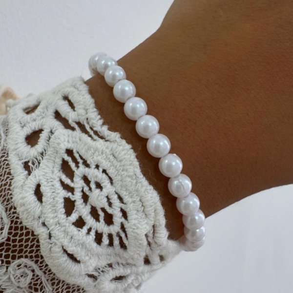 Producto - PULSERA ACERO PERLAS 6MM