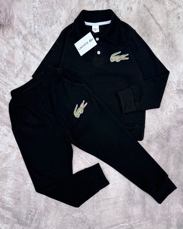 Producto - CONJUNTO LACOSTE NEGRO (CHOMBA + PANTALÓN)