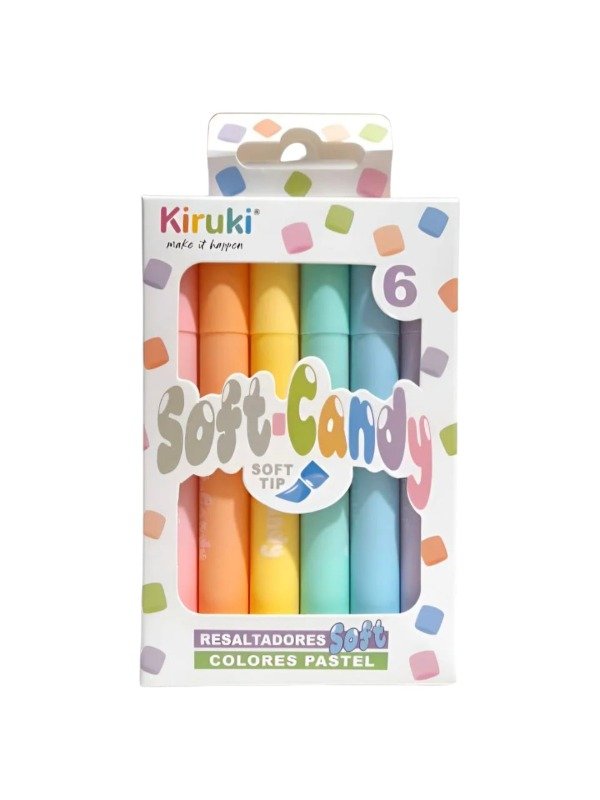 Producto - Mini Resaltadores Kiruki Soft Candy X6 Colores Pastel