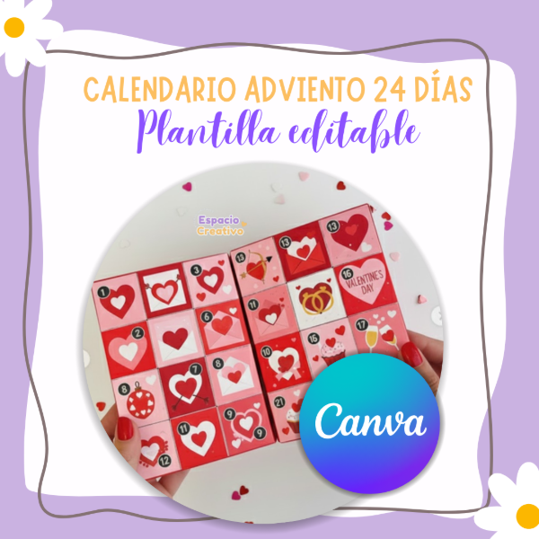 Producto - Plantilla caja Calendario de Adviento - 24 Días Editable en Canva
