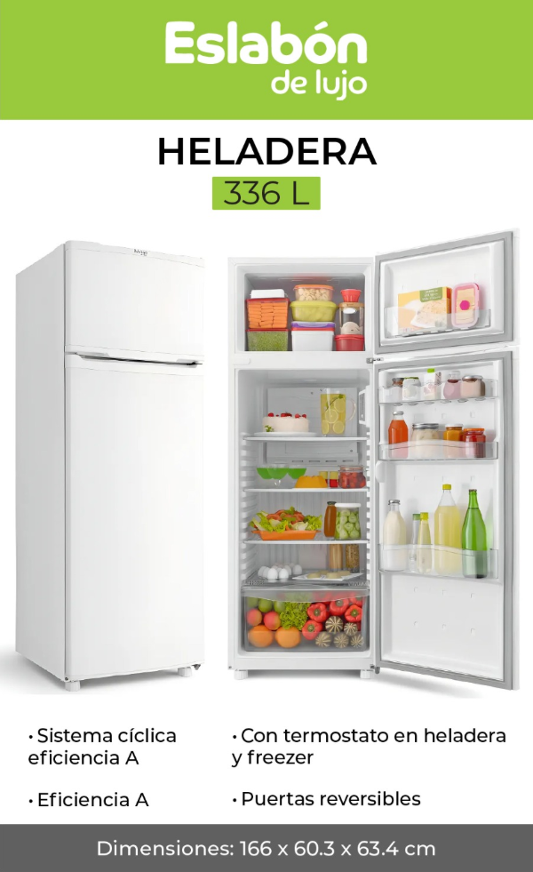 Producto - HELADERA ESLABÓN DE LUJO ERD36HB CÍCLICA BLANCA 336L COLOR BLANCO