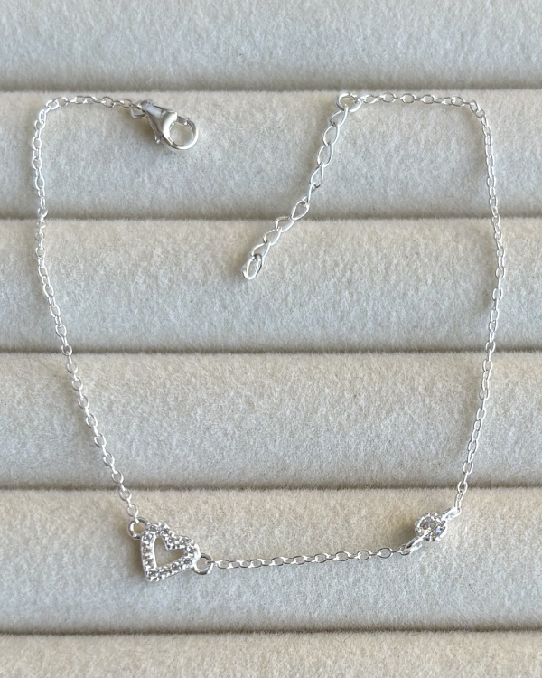 Producto - Pulsera finita corazón micropave de plata 925 18-20cm