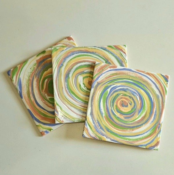 Producto - Azulejo artistico espirales- pastel