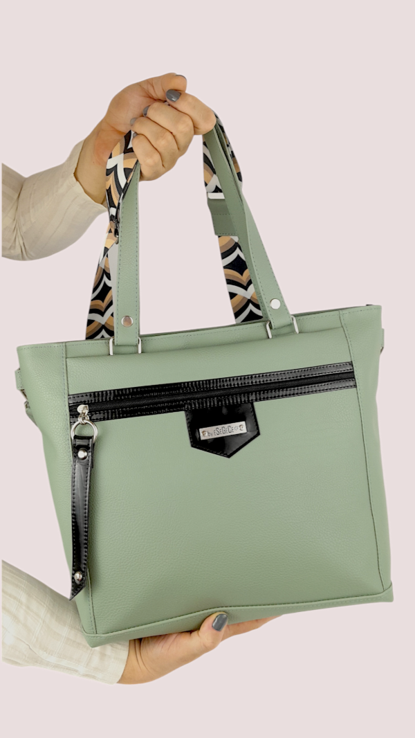 Producto - TOTE BAG - CARTERA VÉRTICE VERDE GRISÁCEO