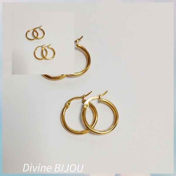 Producto - Argollas clásicas chicas acero dorado