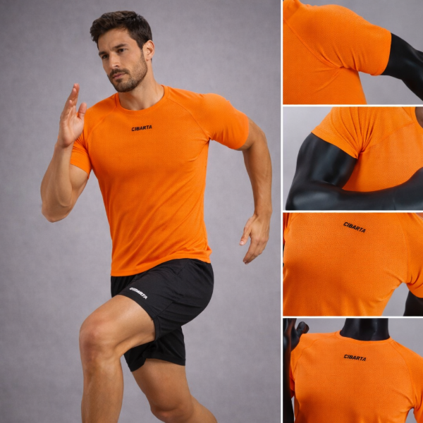 Producto - Camiseta cibarta Modelo Aire NARANJA FLUO