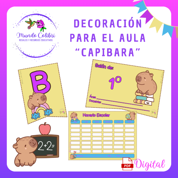Producto - Deco para el aula "Capibara" 2026 (Archivo Digital)