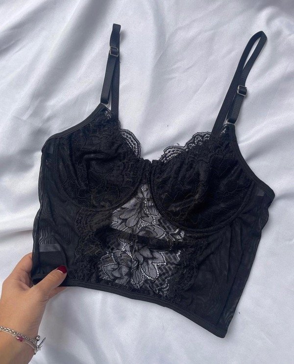 Bustier Nina Noir Avec Empiècements Dentelle - Taille 40 (M) - Marque Mosquitos - Neuf Avec étiquettes