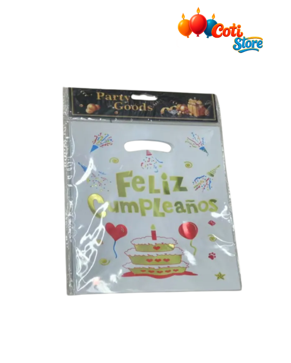 Producto - Bolsa de regalo feliz cumpleaños torta 17x25 cm x100 Unidades