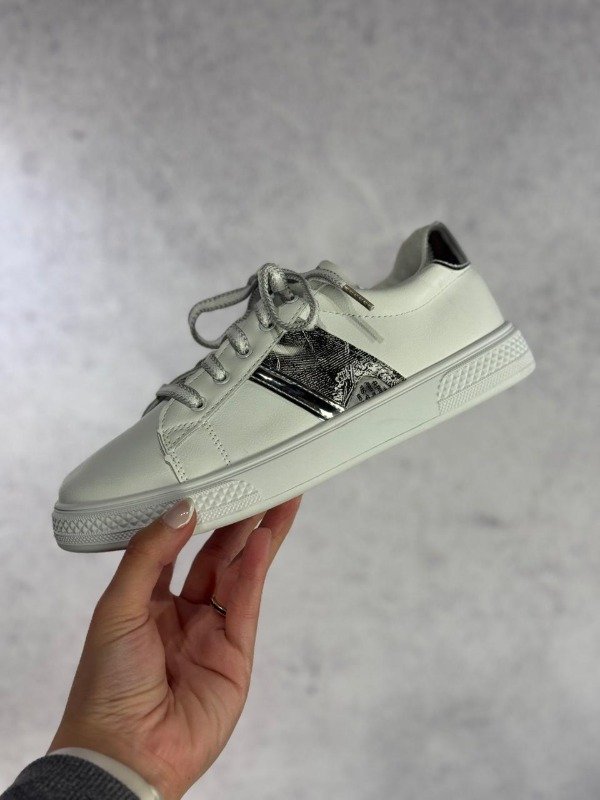 Producto - ZAPAS ECOCUERO BLANCAS PLATEADAS