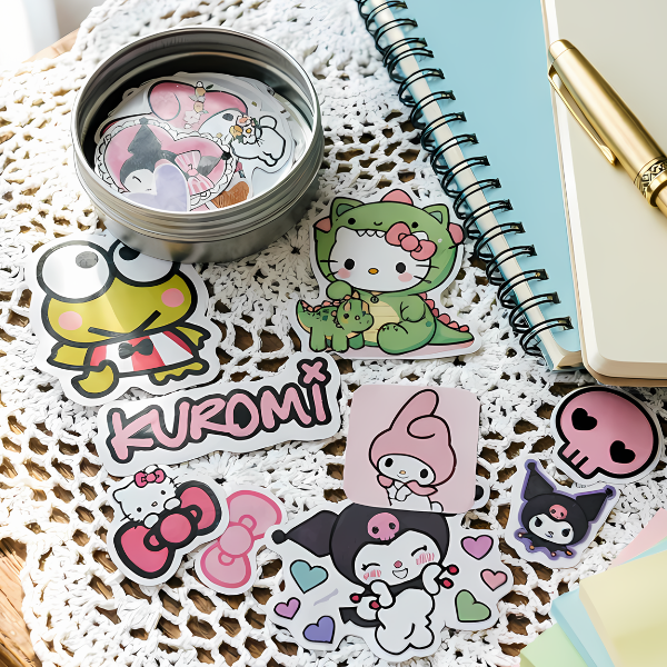 Producto - Lata de stickers Personajes de Sanrio chica