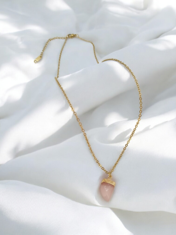 Producto - Cadena acero dorado dije piedra color