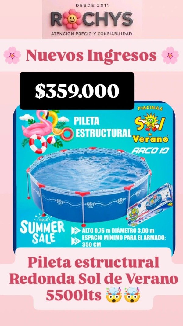 Producto - PILETA SOL DE VERANO REDONDA 5500LTS