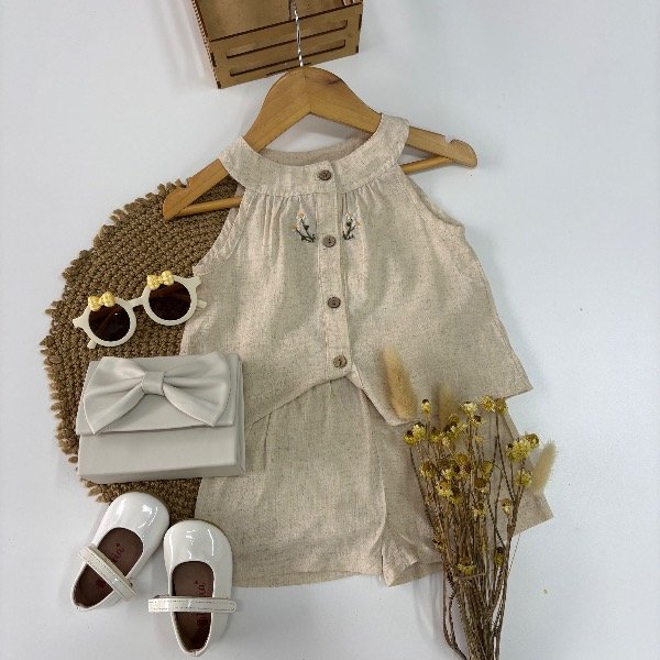 Producto - Conjunto Margarita bordado en color BEIGE - 0