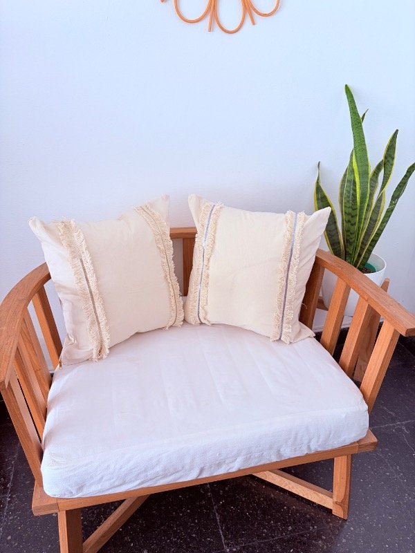 Producto - Funda de diseño 50x50 lienzo diseño 2 tiras