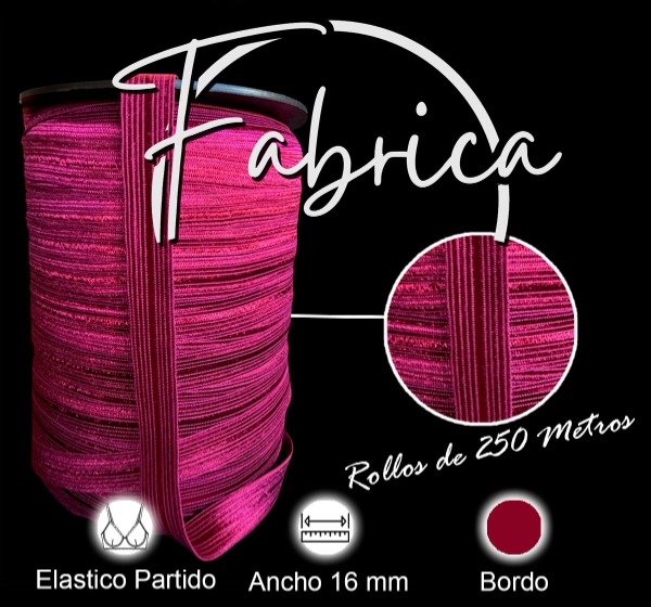 Producto - Envivado o Elástico Partido Bordó 16mm (rollo)