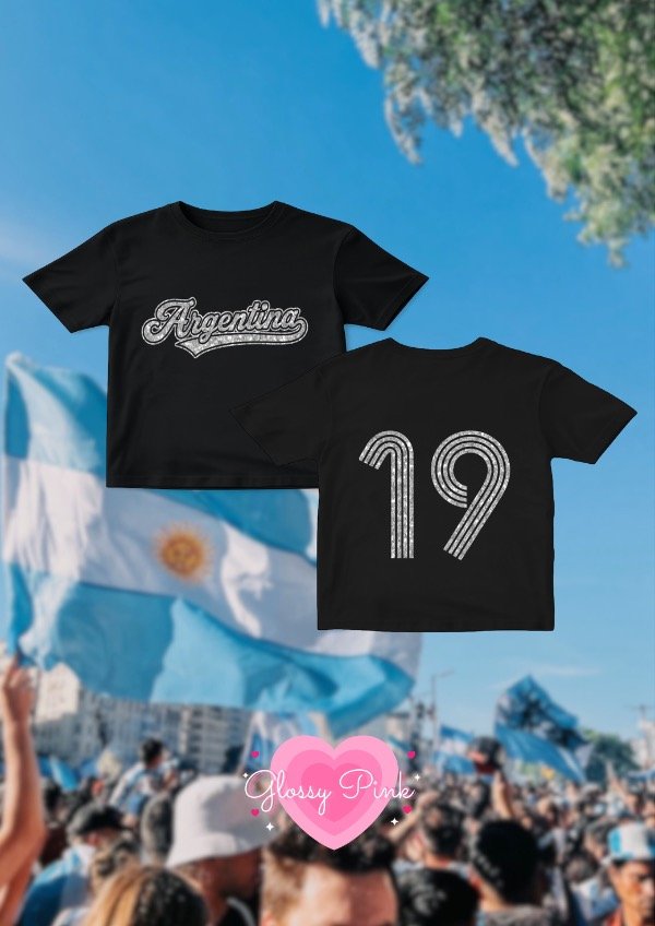 Producto - Baby Tee Argentina 19 - VINILO TEXTIL GLITTER