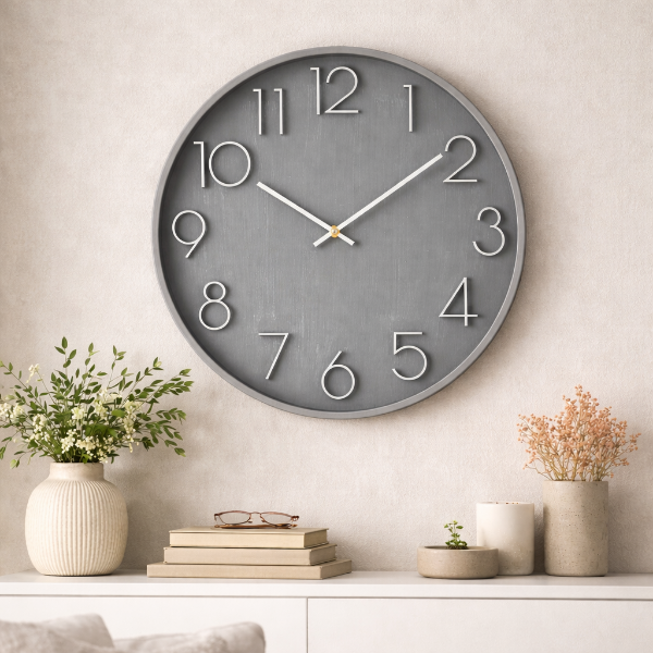 Producto - Reloj de Pared Minimalista Gris 45 cm Moderno Decorativo