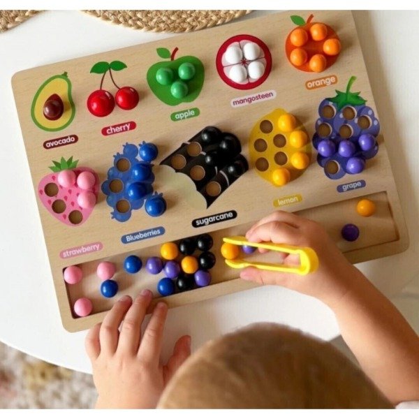 Producto - JUEGO DE CLASIFICACIÓN MOTRIZ FRUTAS EN INGLÉS CON PINZA