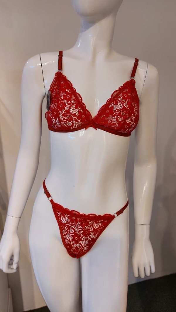 Producto - Conjunto triángulo de encaje rojo - 3