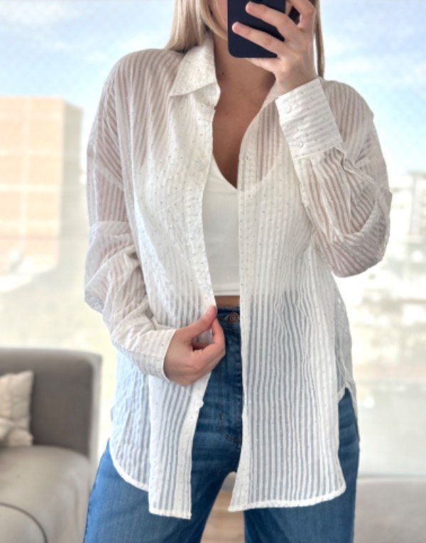 Producto - Camisa brillo blanco