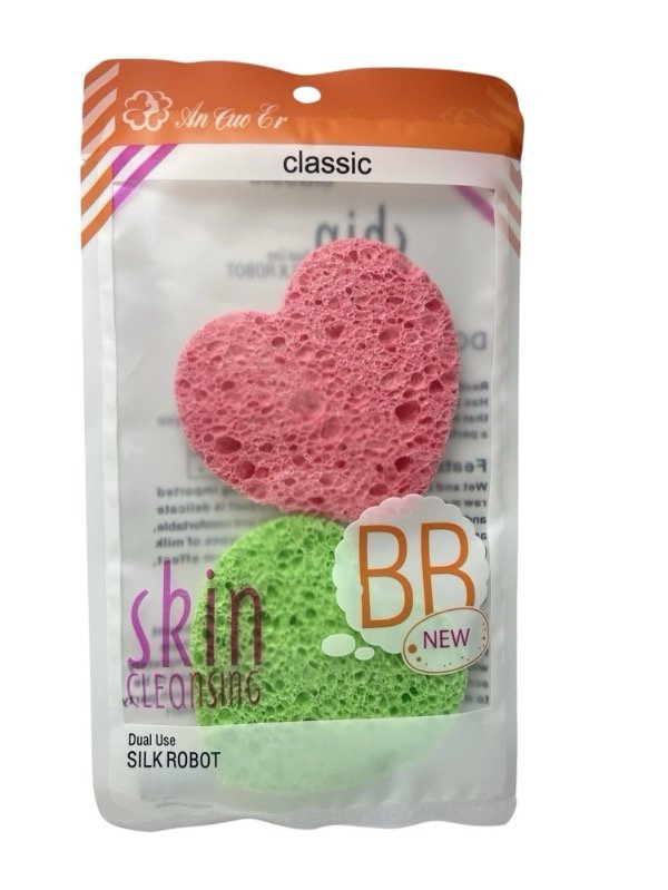 Producto - Set de 2 esponjas de limpieza facial corazón