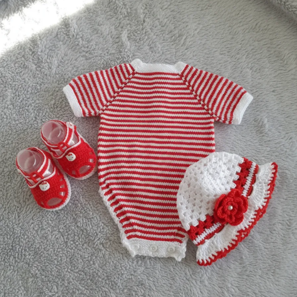 Producto - Conjunto Bianca rojo y blanco (1a3 meses)