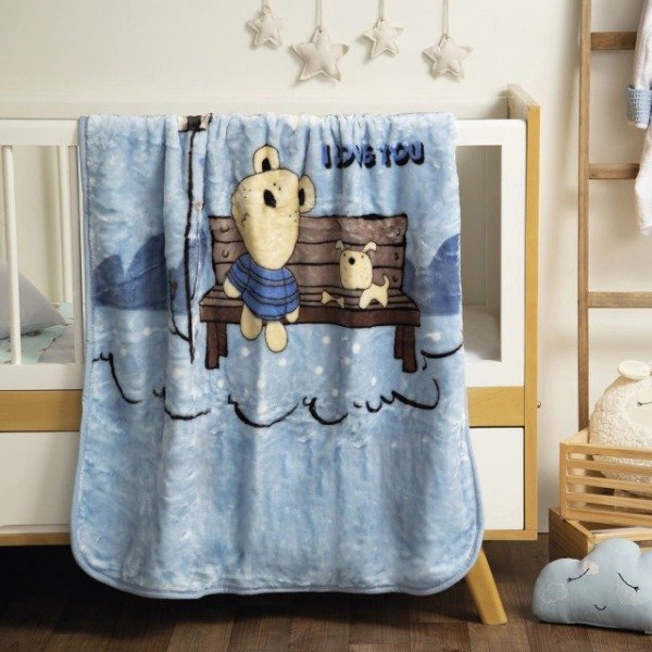 Producto - Frazada de bebe piel pesada celeste