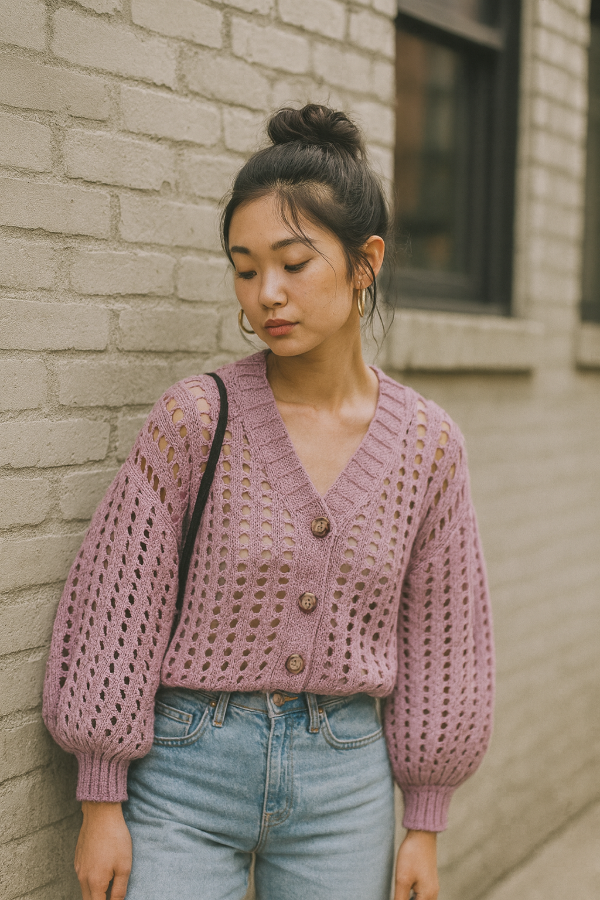 Producto - Saco calado oversize lila