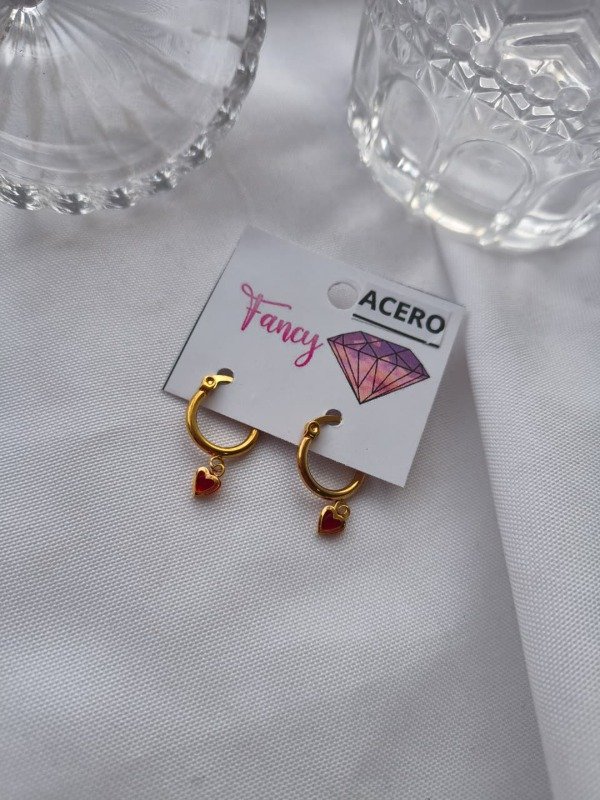 Producto - Argollitas corazon mini rojo ad