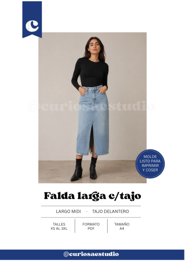 Producto - Falda larga con tajo - Molde digital - PDF descargable