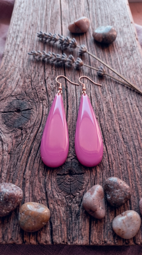 Producto - Aros Esmaltados Gota 7 cm Fucsia