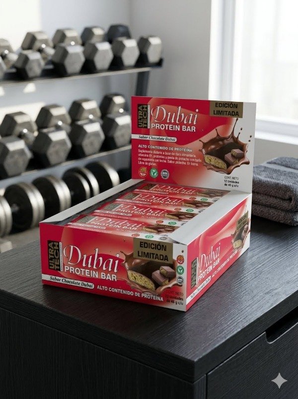 Producto - Dubai Protein Bar Ultra Tech 12g Proteína Chocolate Pistacho Estilo Dubai