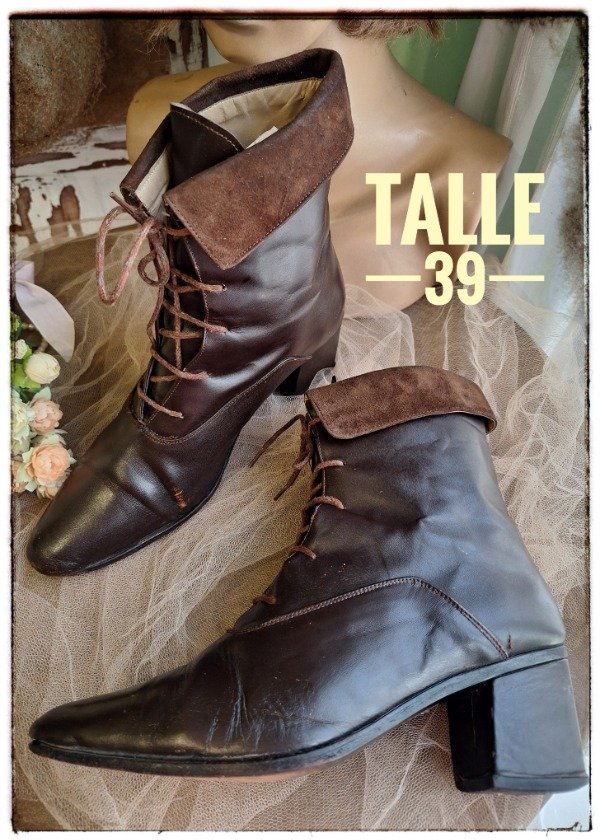 Producto - Botas Acordonadas Cuero Marrón Talle 39