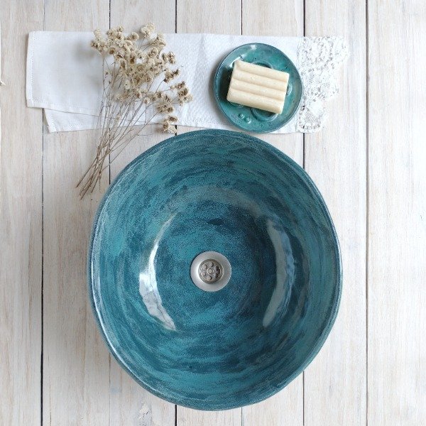 Producto - Bacha Elíptica Petroleo jaspeado 33 x 30cm