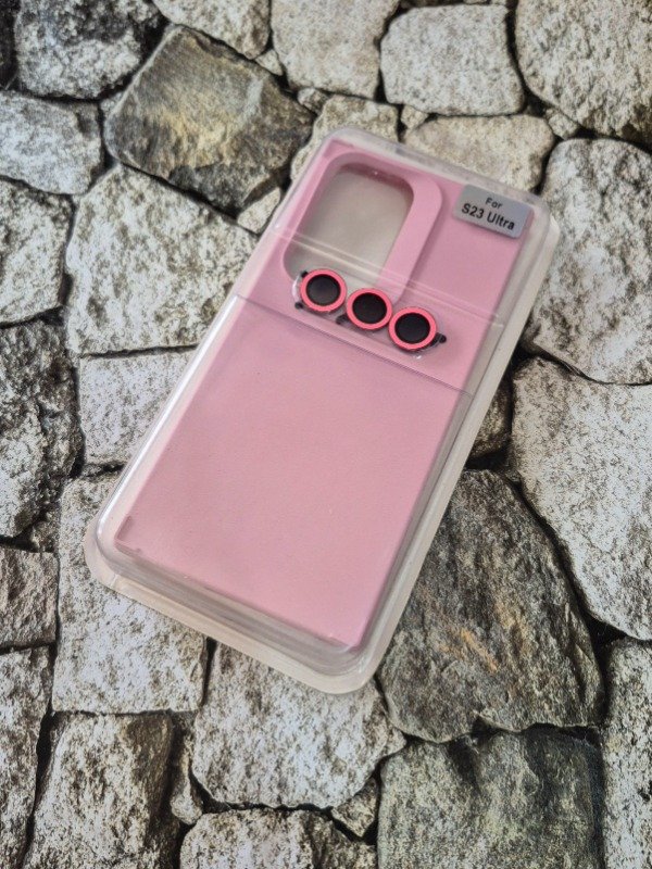 Producto - Funda silicone case con protector de cámara Samsung S23 Ultra rosa