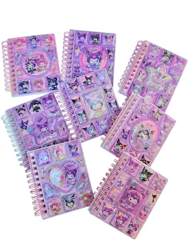 Producto - Mini cuadernito con agua, stickers mas hojas Kuromi