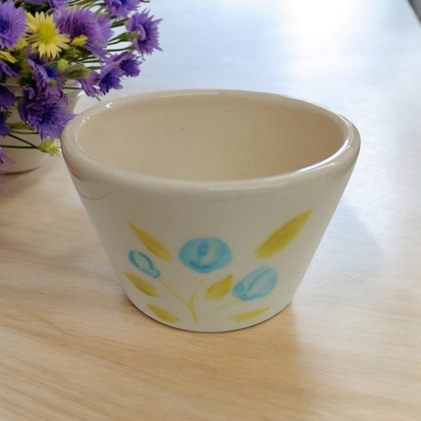 Producto - Cuenco ceramica premium flores azules y hojas