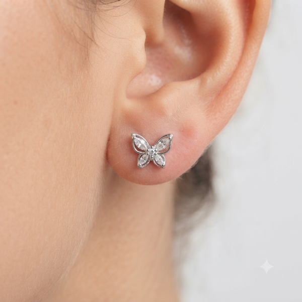 Producto - Aros mariposa con cristal blanco - 1