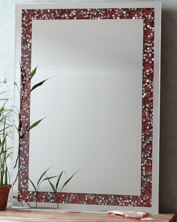 Producto - Espejo Lujo De 70x50cm Con Marco Acero Y Diamantes