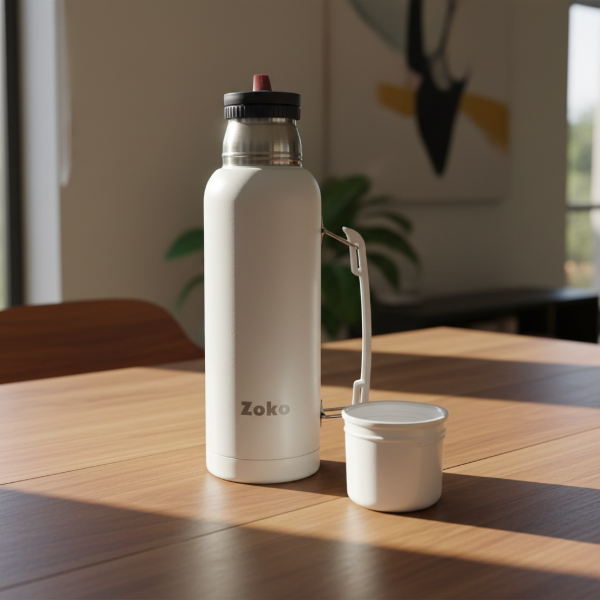 Producto - TERMO ACERO INOX DOBLE CAPA 1LT CON TAPA, VASO Y PICO CEBADOR 12HS CALIENTE ZOKO - 4