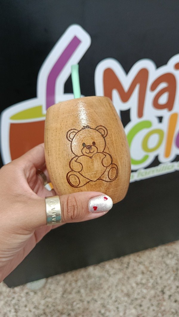 Producto - Mate algarrobo grabado osito